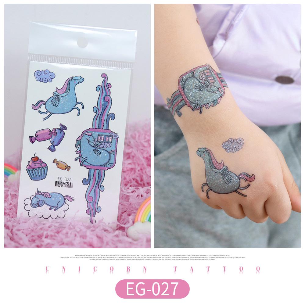 Unicorn Glitter Tattoo Stickers: Cute Temporary Cartoons for Kids