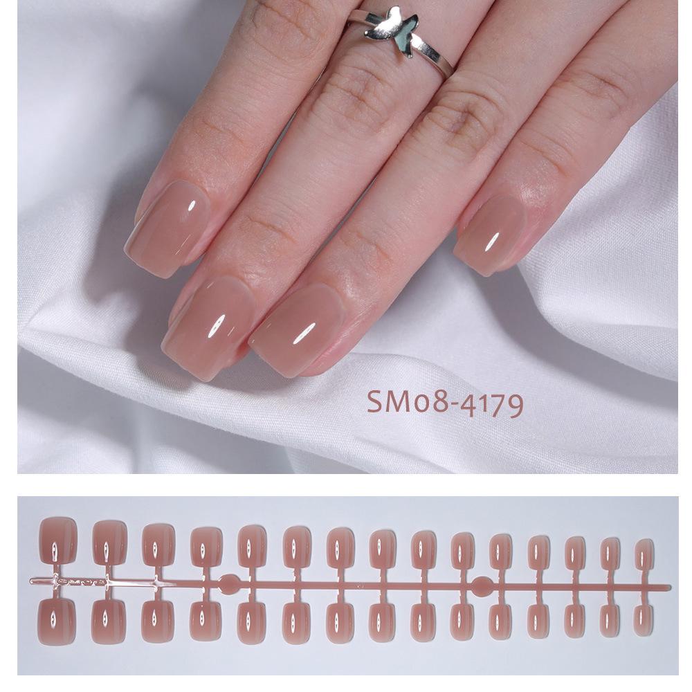 Autumn & Winter Solid Color Short Square Nails - 30 Pre-made Pieces in Striped Bag