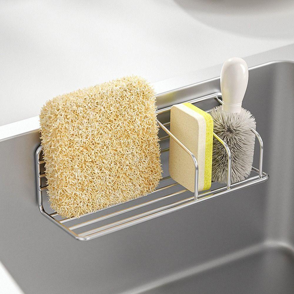 Stainless Steel Sponge Storage Holder Space Saving Sink Drain Rack Kitchen Organizer Household