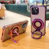 Clear Shockproof Transparent Plating Magsafe Magnetic Stand Holder Case For Iphone 15 14 13 12 11 Pro XS Max XR X 8 7 Plus Cover