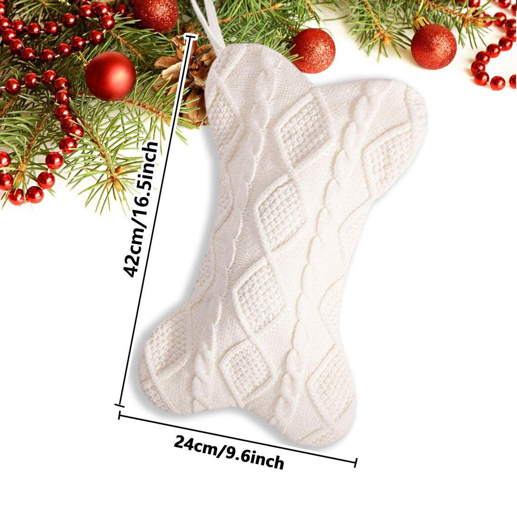 Creative Christmas Tree Ornaments: Knitted Bone Stocking Gift Bag