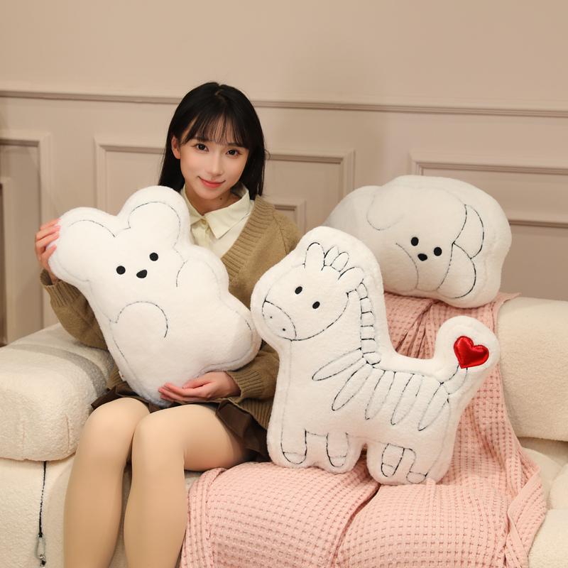 Non-Toxic Cartoon Line Pillow Stuffed Plush Toys Valentine'S Day Heart Cushion Home Decor Sofa Seat Pad Plushies Animal Doll Couch Pillow