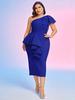 New Oblique European and American Large-size Temperament Dress Elegant One-shoulder Ruffle Edge Fashion Bandage Dress Evening Dress