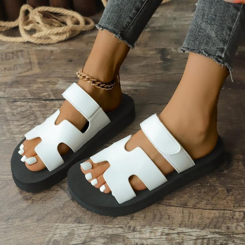 Large size platform slippers women's summer new style Velcro lightweight outer wear Zhuotian sandals