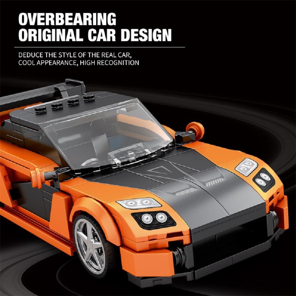 RX-7 Model sportovního auta Stavebnice 367 dílků Závodní auto Kreativní městské vozidlo Sběratelský model klasického auta Stavebnice k vystavení