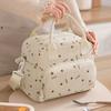Strawberry Pattern Picnic Bag Portable Food Thermal Handbag Reusable Corduroy Lunch Bag  Hiking