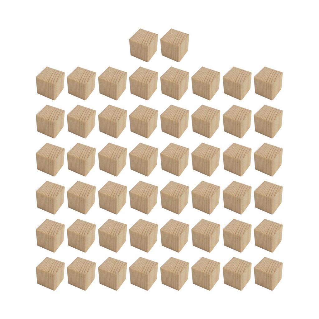 50Pcs Wooden Blocks Solid Wood Cubes Woodcraft Playing Square Unfinished for
