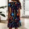 Women V Neck Vivid Blossom Printed Plus Size Summer Short Sleeve Loose Dress