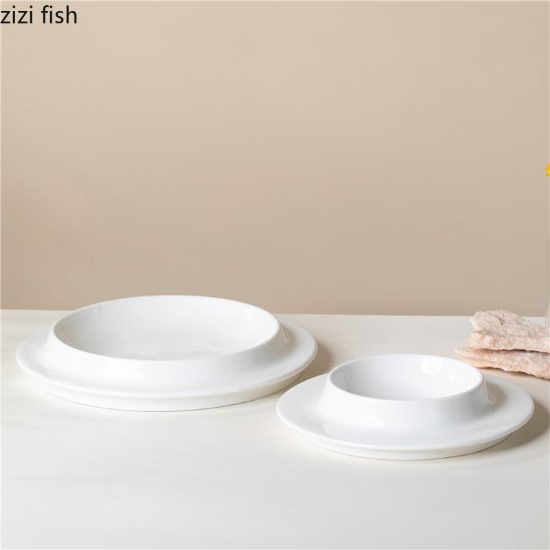 Pure White Creative Ceramic Thick Soup Plate Dessert Snack Plate Sushi Plate Restaurant Molecular Cuisine Specialty Tableware