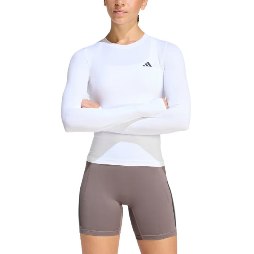 Adidas Power Essentials Moisture-Wicking Shaping Crew Neck Long Sleeve Fitness Top Women tops KD2211
