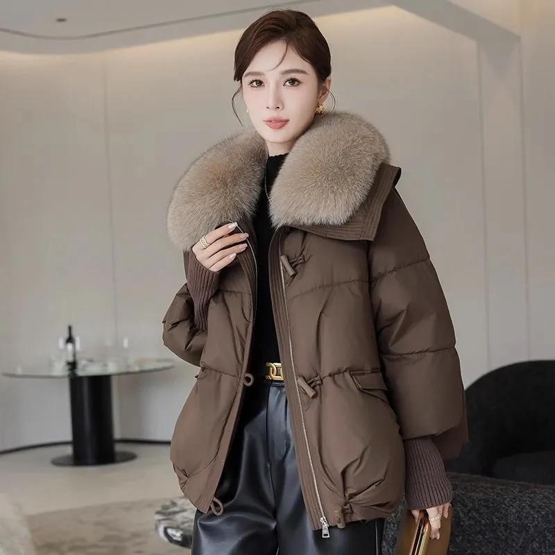 Damen Winter Kurz Verdickter Warmer Mantel Koreanische Version des Pelzkragen Temperamentmantels