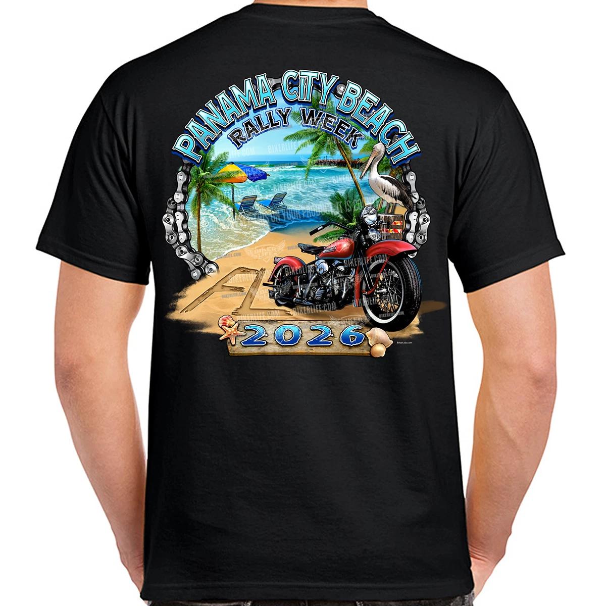 T-Shirt 2026 Panama City Beach Rally Week Pelican Beach No Harley M