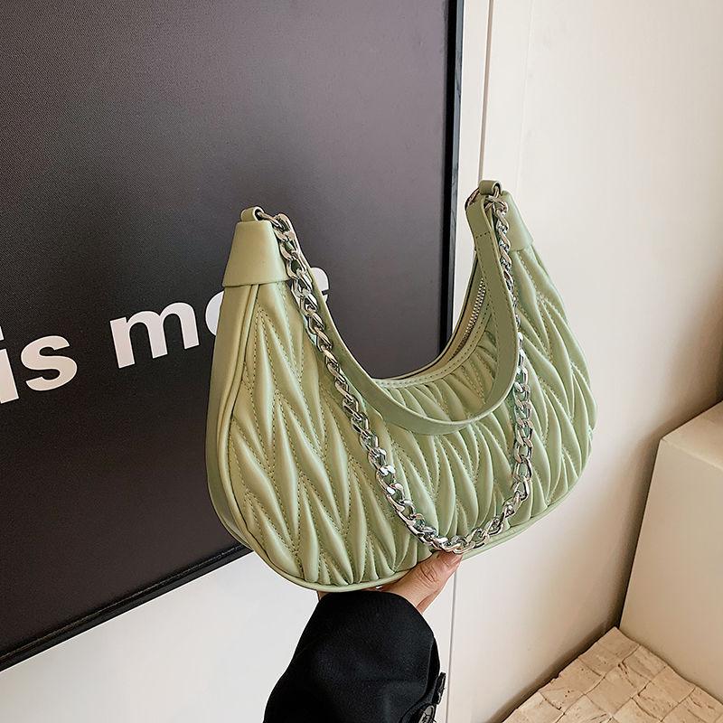 

2025 Pleated Saddle Crossbody Handbag - Large Capacity