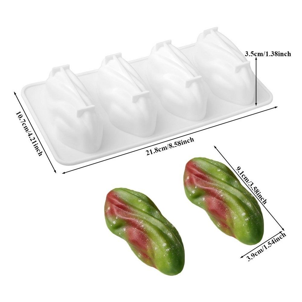 4-Cell Design Pistachios Chocolate Mold Coffee Bean-shaped 3D Simulated Durian Flesh Design Mousse Cake Mould