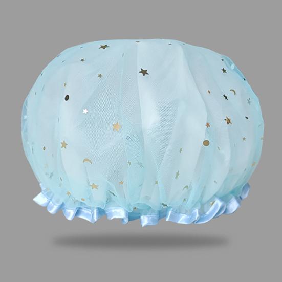 Bath Hat Star Pattern Double Layer PVC Kids Shower Shampoo Cap for Bathroom