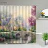 3d Nordic Italy Street Alley Shower Curtain Garden Flowers Scenery Retro Design Cloth Curtains Waterproof Home Bathroom Decor