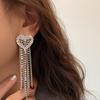 1 Pair Women Dangle Earrings Heart Rhinestone Jewelry All Match Tassels Stud Earrings