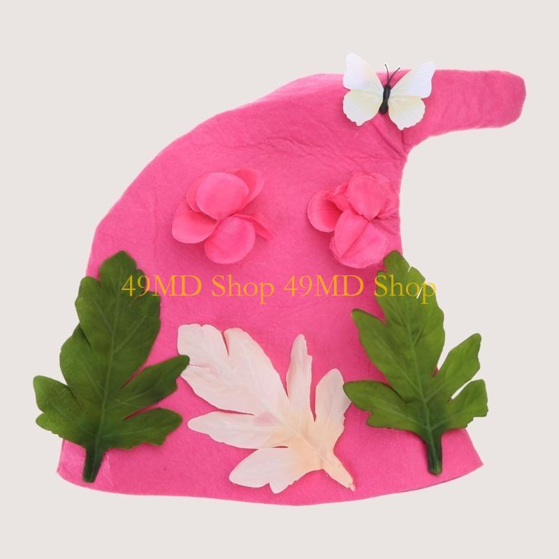 49MD Creative Wizard Hat Halloween Artificial Flower Decor Angled Witch Hat Cospl