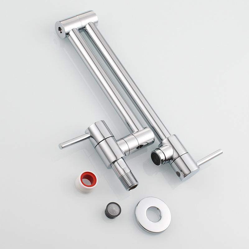 Brass Chrome/Black Plated Folding Wall-Mounted Kitchen Faucet Pot Filler Faucet 360-Degree Rotating Sink Faucet