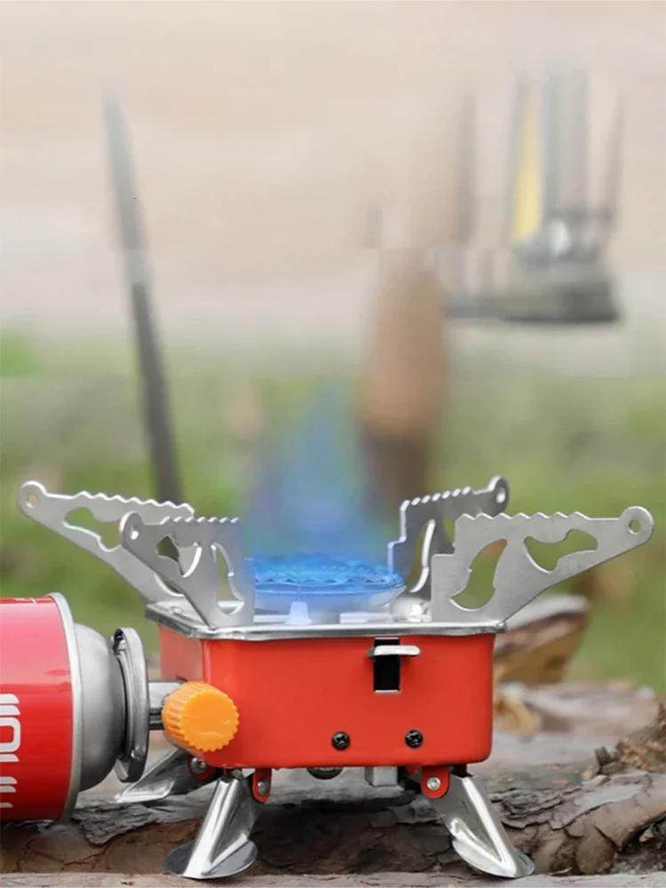 Bærbar brenner Camping Sammenleggbar vindtett utendørs gasstank komfyr for ryggsekktur Camping Fottur Piknik Campingbrenner Bbq Grill