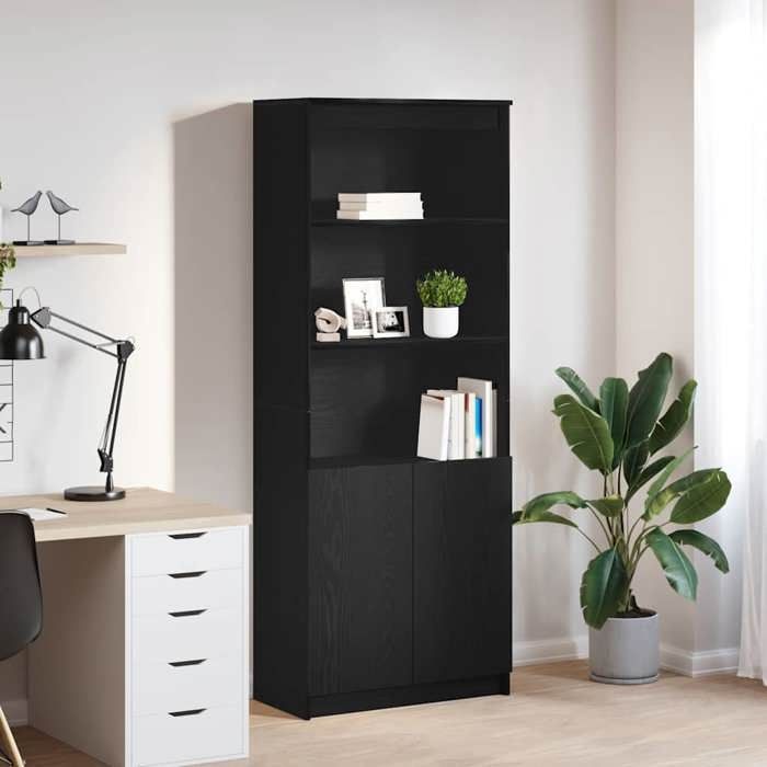VidaXL Buffet haut chêne noir 70x35x180 cm bois d'ingénierie, armoire, armoire latérale, armoire de rangement haute, armoire 3328472