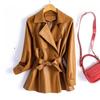 Autumn Women's Leather Jacket  Turn-Down Collar Soft PU Leather Coat
