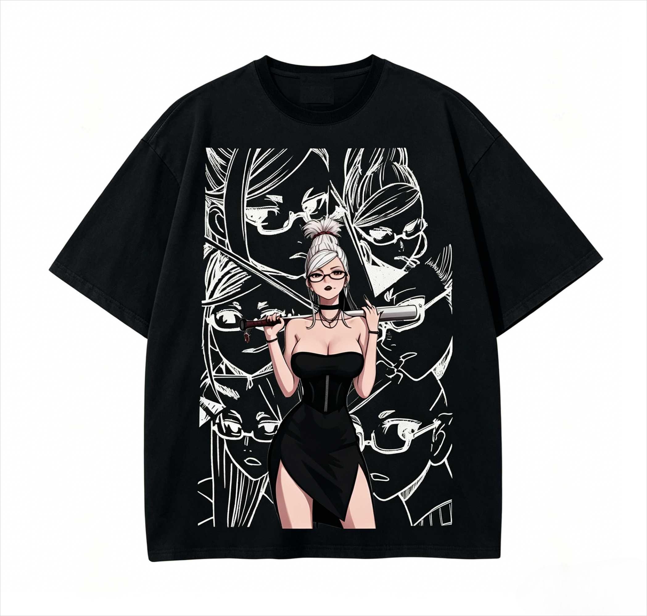 2026 HOT SALE Dandadan Anime Characters Grid Print T-shirt Black Washed Oversized Cotton Casual Streetwear Tee Men Women Loose Short Sleeve Top 4XL