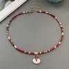 Christmas Necklaces for Women Girls Handmade Rice Beads X'mas Tree Santa Claus Snowman Gift Necklace Pendant New Year Jewelry