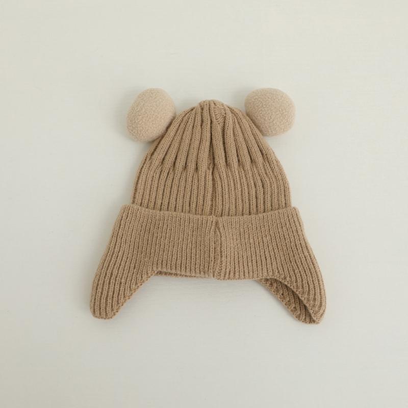 Autumn Warm Baby Knit Hat Cartoon Bear Ear Protections Benaie Cap Soft Knitted Hat Gift for Toddlers Boys and Girls