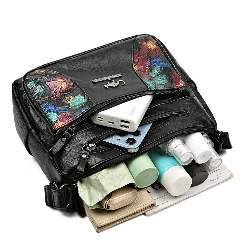 Middle-Aged Women's Large Capacity Bag Soft Leather Shoulder Crossbody Bag for Mom