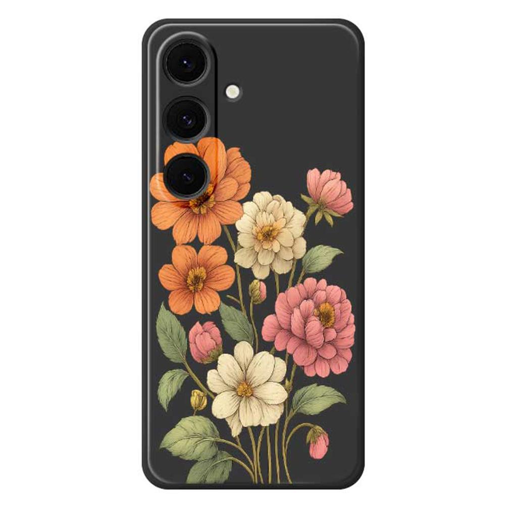 For Samsung Galaxy S24 FE Case Beautiful Flowers Pattern Printing Straight Edge TPU Phone Back Cover