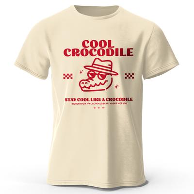 Cool Crocodile Printed T-Shirt 100% Cotton Oversized Reptile Graphic Tees for Men Women Summer Tops Swamp Streetwear