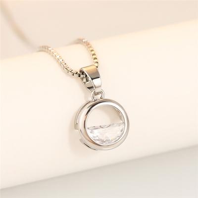Yeni Gümüş Renk Kolye Kolye Kadın Minimalist Daire Kolye Yarım Kristal Kübik Zirkonya Chic Düğün Trendi Takı