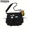 Casual Crossbody Bag, Large Capacity Nylon Shoulder Bag With Adjustable Strap For Outdoor, Trendy Streetwear Style Messenger Bag