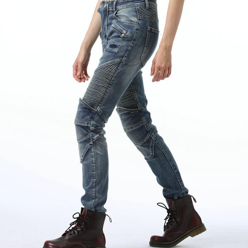 Lässige Retro-Lokomotivhose aus reiner Baumwolle, Motorrad-Jeans, Lokomotiv-Rennhose für Damen