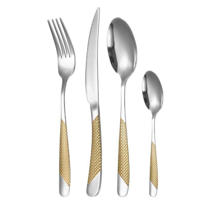 Star Diamond Gold-Plated Stainless Steel Cutlery Set: Luxury Steak Knife and Fork for Hotels