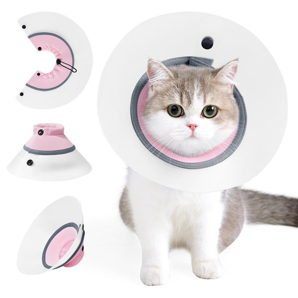 

Breathable Recovery Cone Collar Adjustable Cat Anti Lick Cover Pet Protective Collar Training S розовый