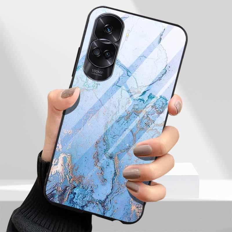 Tempered Glass Hard Cover For Honor 90 Lite 5G Case Lovely Marble Funda Coque For Honor 90 Pro Honor90 90Lite 90Pro Phone Shells