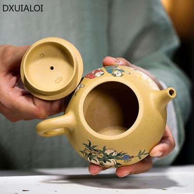 Painted Purple Clay Pot 200ml Teapot Handmade Kung Fu Tea Set Teapots Chinese Ceramic Kettle Gift High Quality Clay Pot