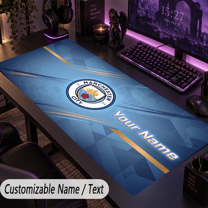 Custom Text Big Mousepad, Extended Desk Pad For Laptop Work GameManchester City