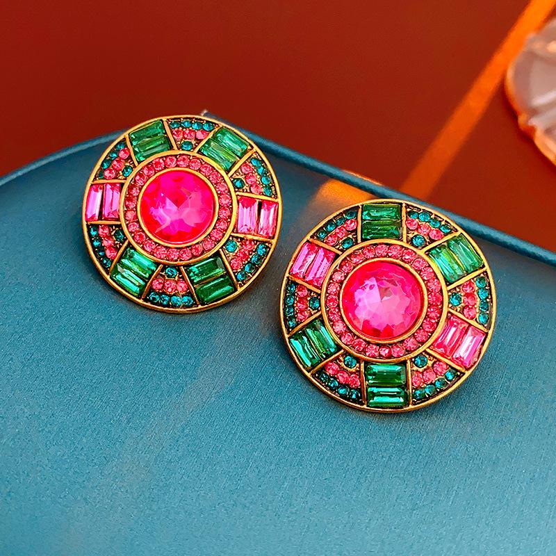 Pre-owned Vintage Retro Diamond-Encrusted Round Necklace & Clavicle Chain Set