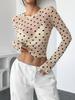 Camiseta Feminina Manga Longa Slim Fit com Bolinhas em Renda Primavera/Verão 2025