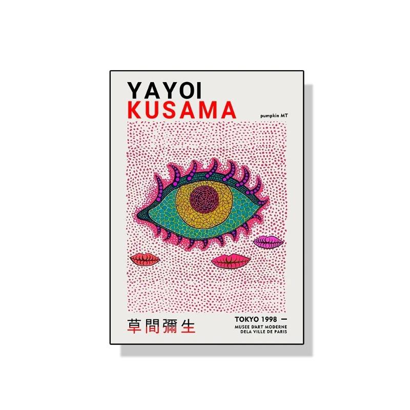 Yayoi Kusama Kunstausstellung Kürbisblume Wandkunst Poster Drucke Abstrakte Leinwandmalerei Bild für Modernes Zimmer Wohnkultur