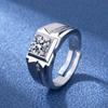 925 Sterling Silver Rings for Men Shining Crystal Adjustable Size Fashion Gifts Engagement Wedding High Quality Jewelry