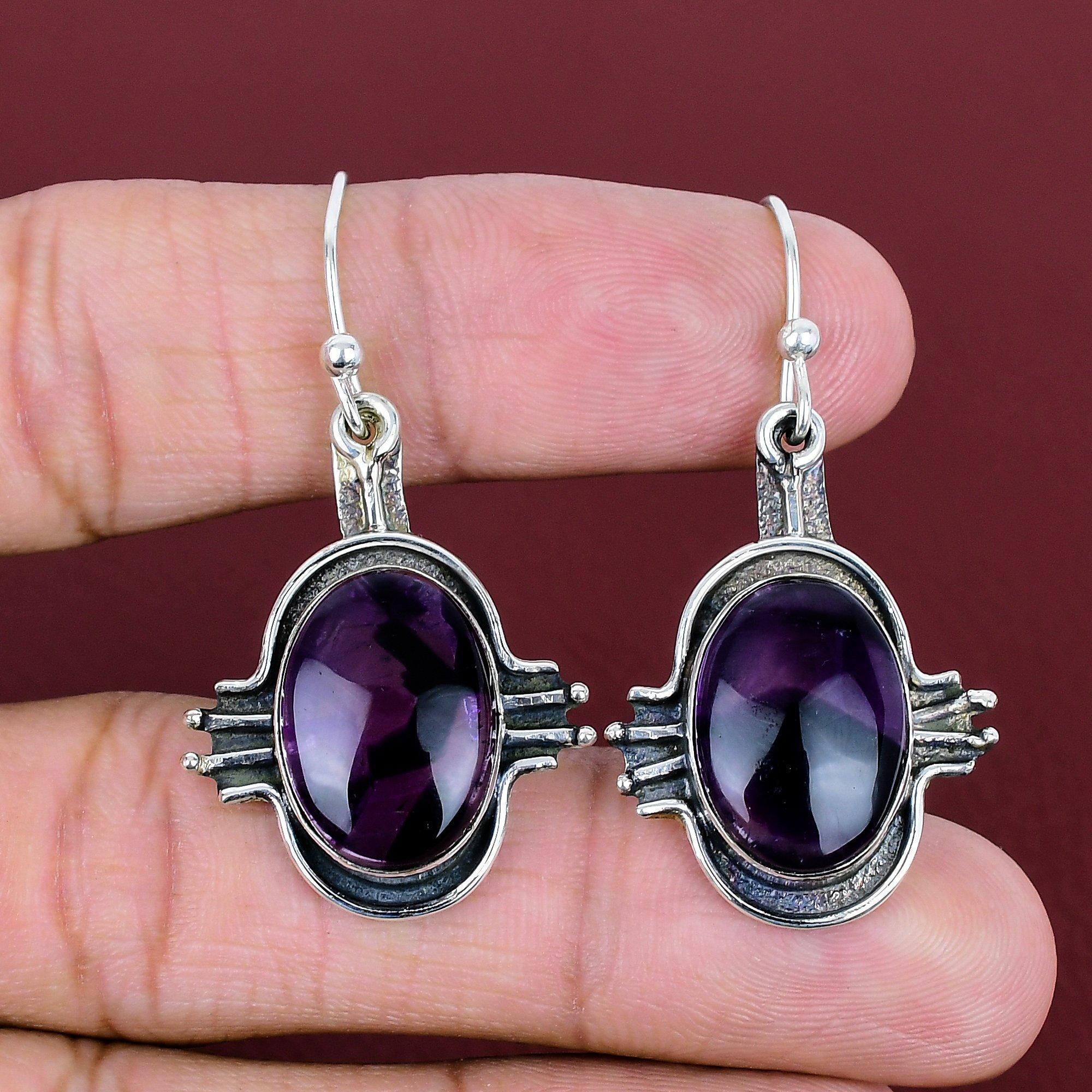 Star amethyst earrings 925 sterling silver earring handmade antique jewelry top quality gemstone earring brand new jewelry engagement gifts