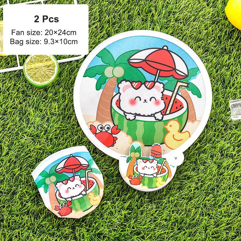 

2/4Pcs Cartoon Folding Group Fan Creative Capybara Handheld Fan Cute Portable Summer Mini Round Fan Summer Pocket Fans Gifts