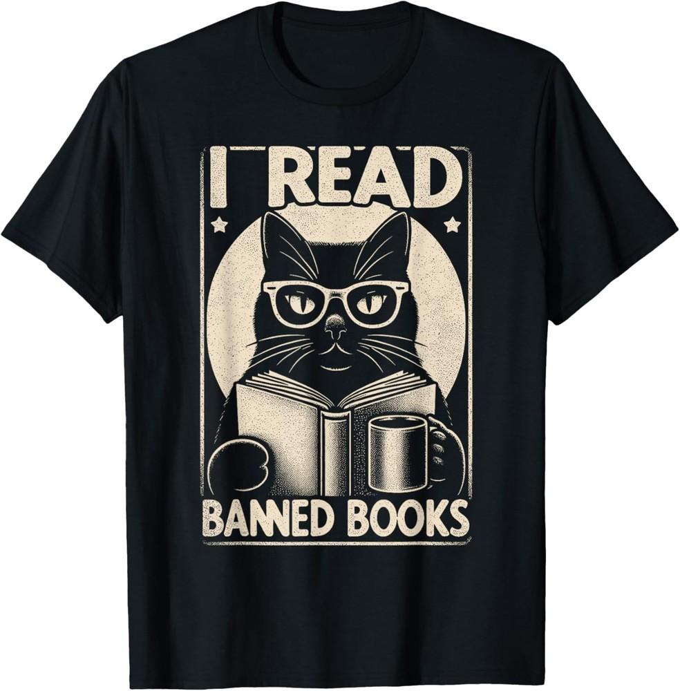 

2025/I Read Banned Books Bookworm Cat Reading Book Reader Unisex T-Shirt Unisex T-Shirt XXL