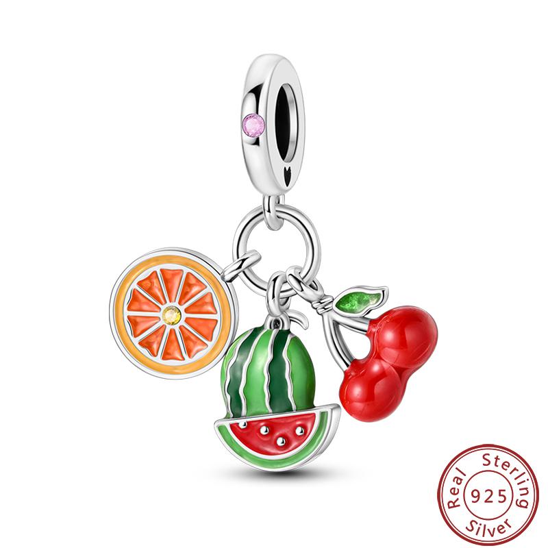 Copper Strawberry Pineapple Avocado Fruit Dessert Series Sweet Charms Beads 3Mm Diy Gift Fine Jewelry