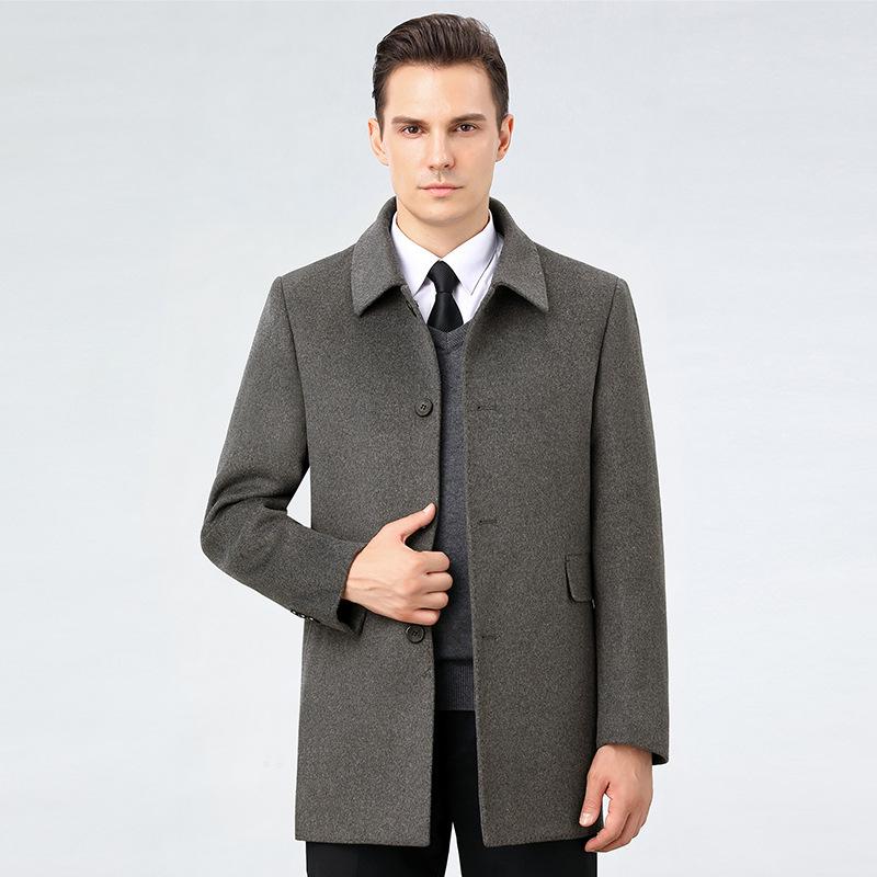 Double-sided cashmere coat men's mid-length winter down warm middle-aged woolen coat