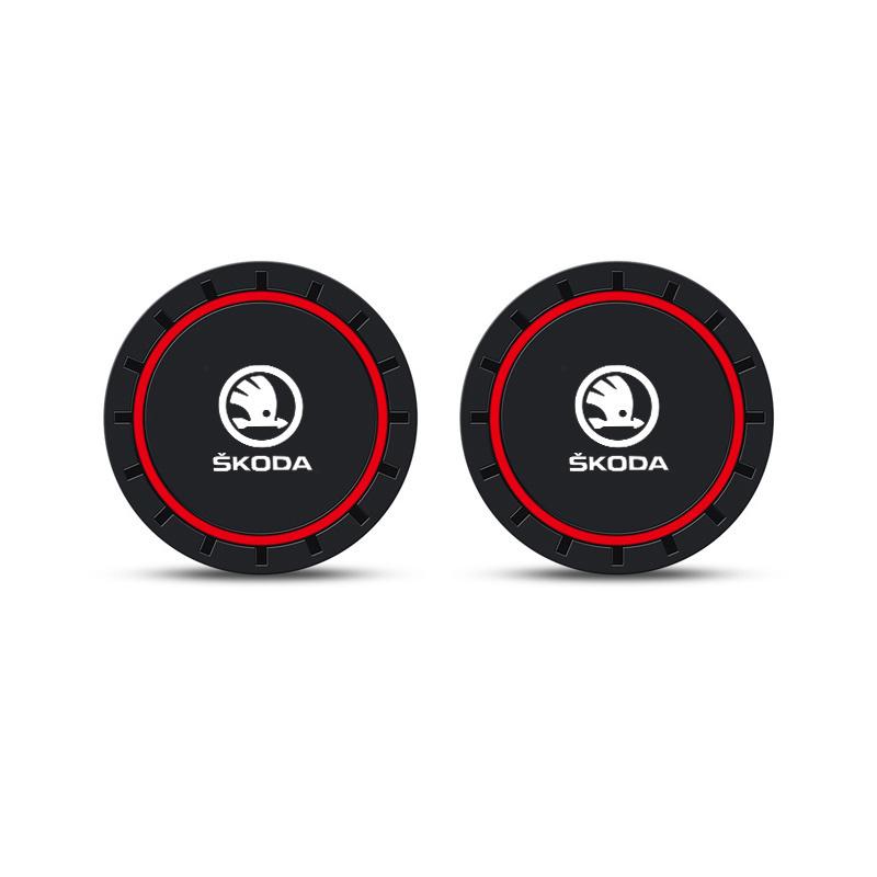 BAVI8 Car Coaster Waterproof Non-Slip Mat Water Cup Slot Decorate Accessories For Skoda Octavia 2 3 Fabia A7 Rapid Superb Kamiq Kodiaq